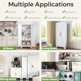 COFaR 5 Tier Metal Farmhouse Storage Cabinet with 2 Barn Door, 4 Adjustable Shelves and Legs, for Kitchen, Dining Room, Bathroom, Living Room, Office COFaR