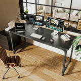 Huuger Modern Simple Office Desk, 63 Inch, Gaming & Writing Desk with Storage, Large Legroom, Metal Frame, Black Huuger