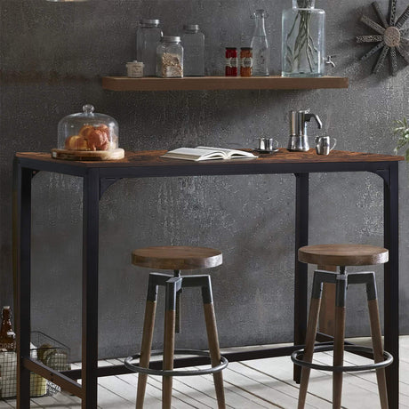 VEIKOU 47'' Rustic Brown Industrial Bar Table with Adjustable Legs VEIKOU