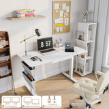 DSNAPE Electric Standing Desk with Drawers,48x24 Inch Electric Desk Adjustable Height with Side Storage,Sit Stand Desk for Home and Office,White DSNAPE