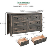 RedLemon Farmhouse 7 Drawer Dresser for Bedroom, 54 Inch Wide Rustic Wood Dresser TV Stand, Dresser Chest of Drawers for Closet, Living Room, Hallway, Dark Rustic Oak RedLemon