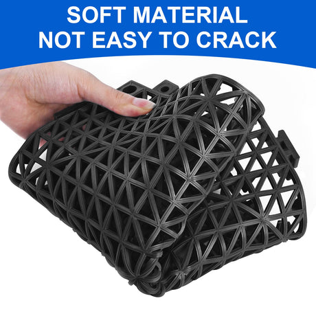 MYFAMIREA Modular Interlocking Cushion 12 Pack 11.8" x 11.8" Rubber Floor Tiles Non-Slip Splicing Drainage Mats for Deck, Pool, Outdoor Shower, Patio, Balcony, Indoor Bathroom, Kitchen, Yard (Black) MYFAMIREA