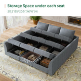 HONBAY Modular Sectional Sleeper Sofa with Storage Reversible Modular Sofa Couch Oversized Sectional Couch Bluish Grey HONBAY