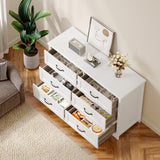 Gizoon 6 Drawer Dresser for Bedroom，47'' Larger Chest of Drawers with Mental Handle for Kids Room, White Dresser with 6 Storage Drawers for Living Room, Entryway and Hallway, White Gizoon