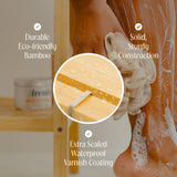 Bamboo Shower Bench for Inside Shower – Waterproof Bathroom Spa Seat with Shelf, Hooks & Soap Tray – Wood Shower Stool for Shaving, Sauna, or Small Bathroom – Walnut ATALIA