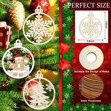 36PCS Wooden Hollow Christmas Ornaments for Paint Christmas Tree Decorations 6 Styles, DIY Blank Unfinished Wood Reindeer Santa Claus Snowman Snowflake Angle Cutouts for Crafts Winter Hanging Decora Sophena