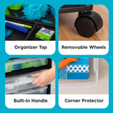 IRIS USA Fits 12" x 12" Paper, 6-Tier ScrapbookRolling Storage Cart with Organizer Top for Papers Vinyl Tools Office Art and Craft Supplies, Yarn, Black Frame with 6 Clear Cases w/ Built in Handle IRIS