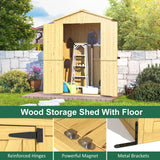 IWDOO Outdoor Storage Shed, 76'' Outdoor Shed Storage Cabinet, Garden Shed, Wood Tool Shed with Lockable Doors and Floor, Waterproof Roof for Yard, Patio, Deck, Porch, Lawn IWDOO