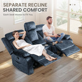 PALLOME Power Reclining Loveseat with Heat & Massage, Dual Recliner Sofa with Console, Cup Holders, USB & Type-C Ports, 2 Seater Electric Reclining Couch for Living Room, RV (Blue, 2 Seat) PALLOME