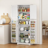Yusong 64'' Kitchen Storage Cabinet, Tall Pantry Storage Cabinet with Doors and Shelves, Food Free Standing Pantry for Kitchen Dining Living Room, White Yusong