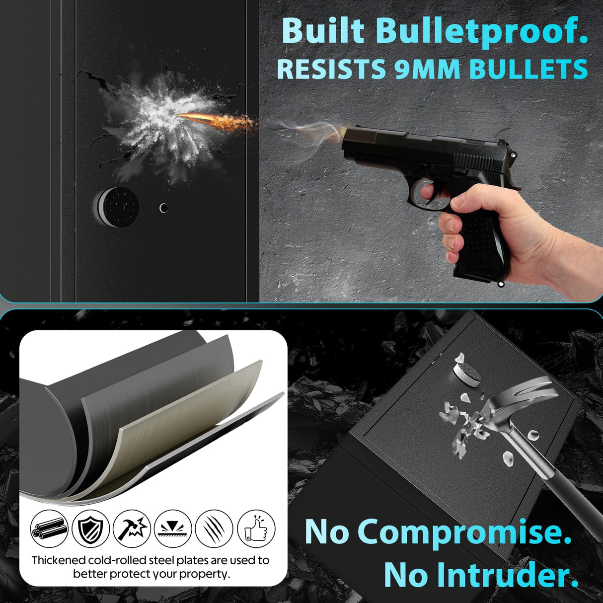 KAER 13-15 Biometric Gun Safe, Long Gun Safe for Home Rifle and Pistols with Fingerprint Lock, Ideal for AR15, Shotguns & Ammunition Storage | Unassembled Gun Cabinet for Home & Hunting Use KAER