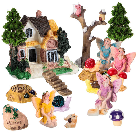 31 Pieces Fairy Garden Accessories Kit Miniatures House Supplies Fly Wing Dollhouse Gifts for Home Garden Lawn Decoration Gejoy