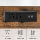 MAHANCRIS Industrial Printer Cart, 3-Tier Mobile Printer Stand, Rolling Cart with Power Outlets and USB Ports, Home Printer Stand with 2 Hooks, for Office, Living Room, Rustic Brown PTHR40E01Z MAHANCRIS