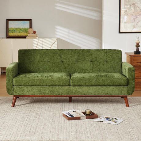 Eiayeebil 77" W Loveseat Sofa Chenille Couch for Living Room,Small Sofa Olive 2 Seater Office Couch for Small Spaces Mid Century Modern, Easy to Install,Green Eiayeebil