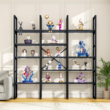 Semoic Large Bookshelf 5 Tiers, Triple Wide Geometric Bookcase, 71 Inches Tall Industrial Book Shelves Etagere Book Case, Sturdy Metal Frame, Freestanding Display Shelving Unit (Black) Semoic