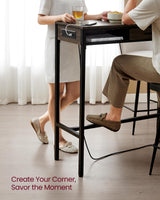 VASAGLE Ash Brown Bar Table with Power Outlet and Movable Drawer, 47.2 Inches High Top Dining Table VASAGLE