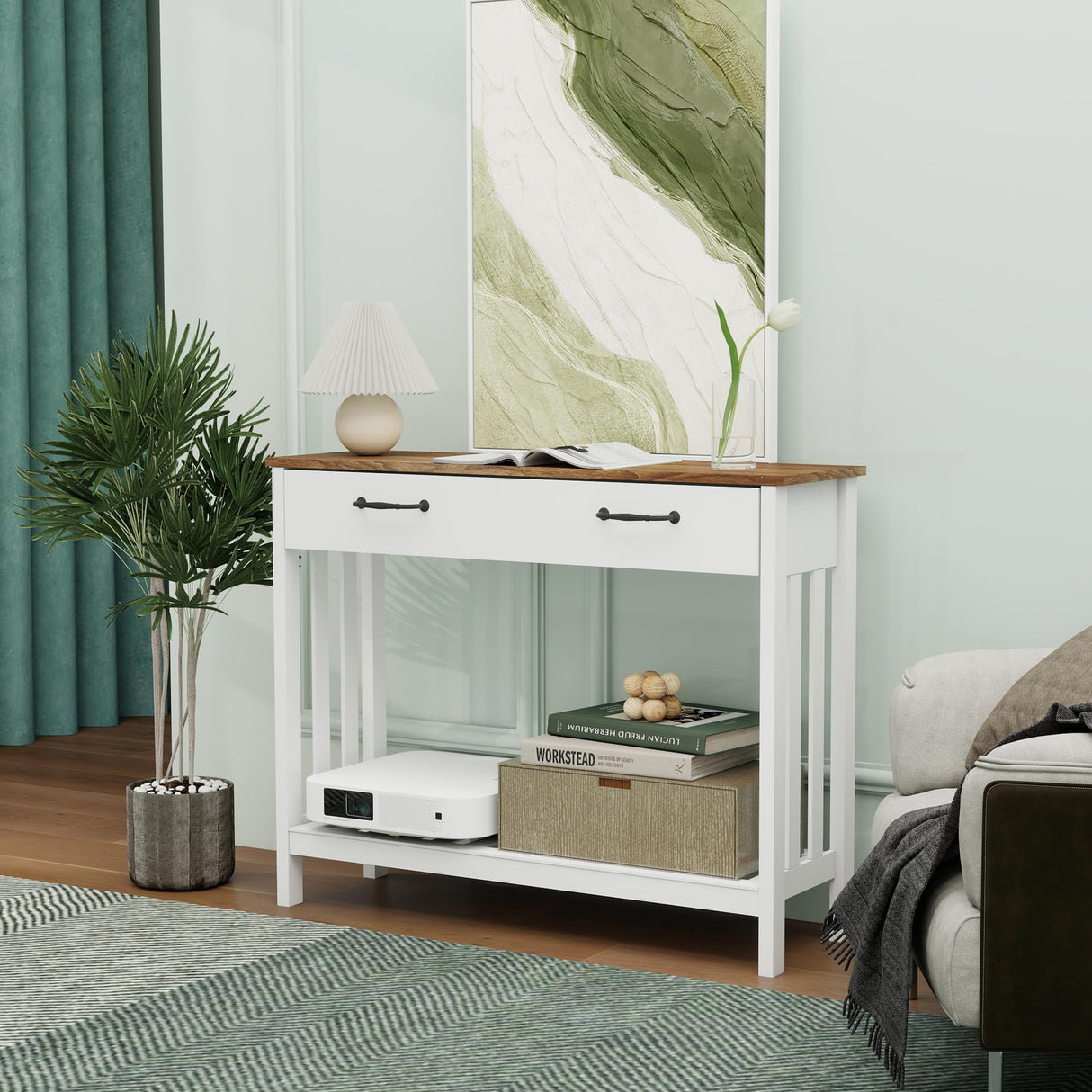 TaoHFE Farmhouse Narrow Console Table Modern Wooden,Living Room Tables Narrow Side Tables for Entryway,Entry Table with Storage Hallway SideTable with Drawers TaoHFE