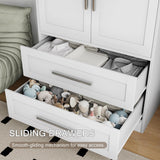 Einhomn Wooden Armoire Wardrobe Closet with 2 Doors and 2 Drawers,Bedroom Freestanding Armoire Storage Cabinet with Shelves,Tall Clothing Storage Cabinet for Bedroom,White Einhomn