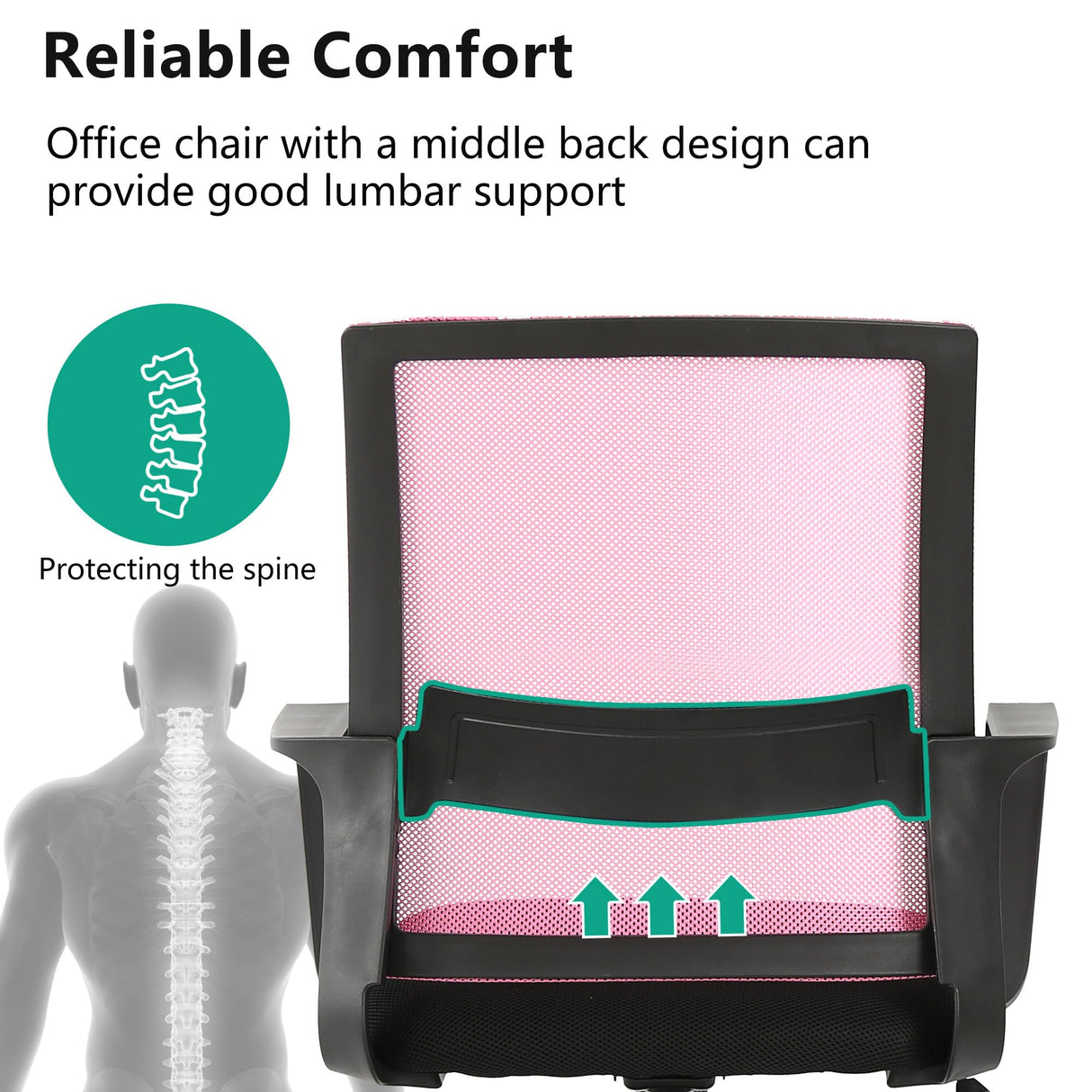 PayLessHere Gaming Chair Ergonomic Computer Chair Office Chair Video Game Chairs with Lumbar Support Desk Chair Armrest Mid Black Cushion Swivel Rolling Chair with Wheels for Home Office (Pink) PayLessHere