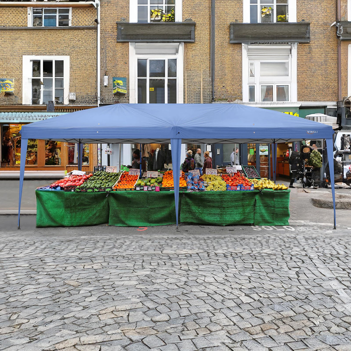 VINGLI 10x20 Pop Up Canopy Tent with Sidewalls, Outdoor Gazebo Canopy Tent, Patio Event Tents Outdoor Commercial Canopy for Parties (Blue) VINGLI