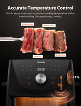 Toshiba 5.5QT Air Fryer with Heat-Q Technology, Quick and Easy Meals, 8 Preset Menus and Menu-IQ Function, 1-Degree Fahrenheit Precision, 90% Less Oil, Double-Sided Handles TOSHIBA
