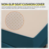 Lviden 9 Pieces Wicker Patio Furniture Set Outdoor PE Rattan Sectional Conversation Sofa Set with Peacock Blue Cushions and 45” gas fire pit table Lviden