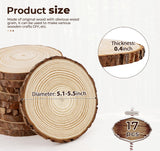 ilauke Wood Slices for Crafts, 17Pcs Unfinished Wood Slices for Centerpieces 5.1-5.5 Inch, Round Wooden Discs with Bark, Wood Pieces for Rustic DIY Crafts Wedding Decor Christmas Ornaments ilauke