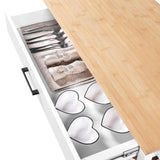 Yaheetech 40" Width Kitchen Island Cart on Wheels, 3 Tiers Rolling Utility Cart with Solid Wood Top and Drawer & 2 Spacious Storage Shelf, Serving Trolley for Dining Room, White Yaheetech