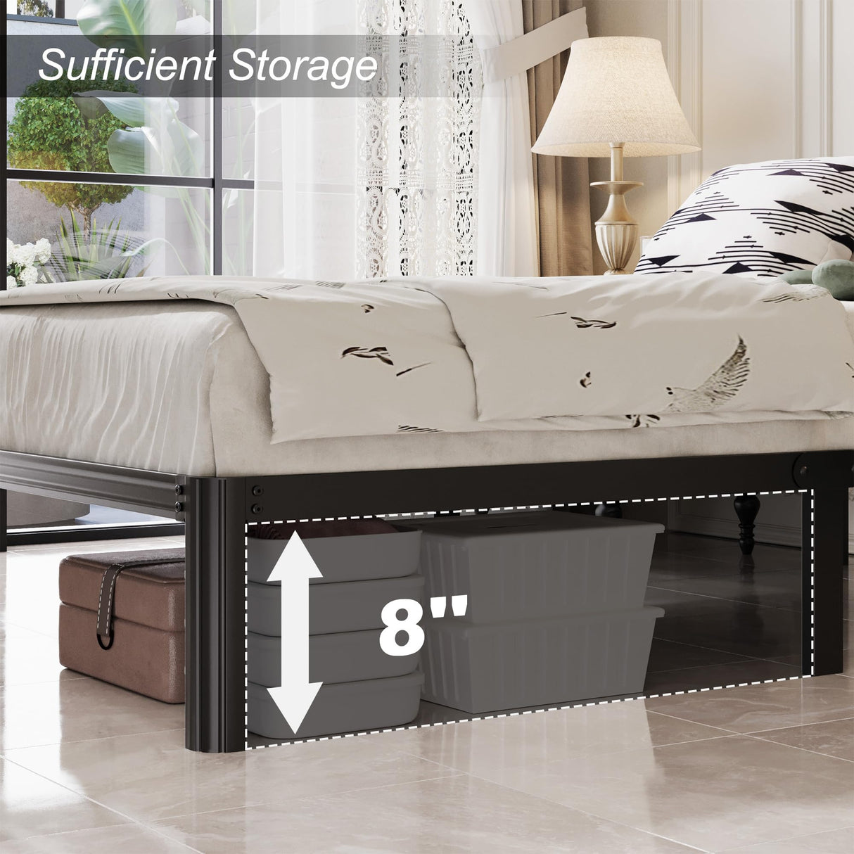 Lutown-Teen 10 Inch Queen Bed Frame with Rounded Corner Legs, 2000 LBS Heavy Duty Metal Queen Platform Bed Frame with Steel Slats Support, No Box Spring Needed, Noise Free, Easy Assembly Lutown-Teen