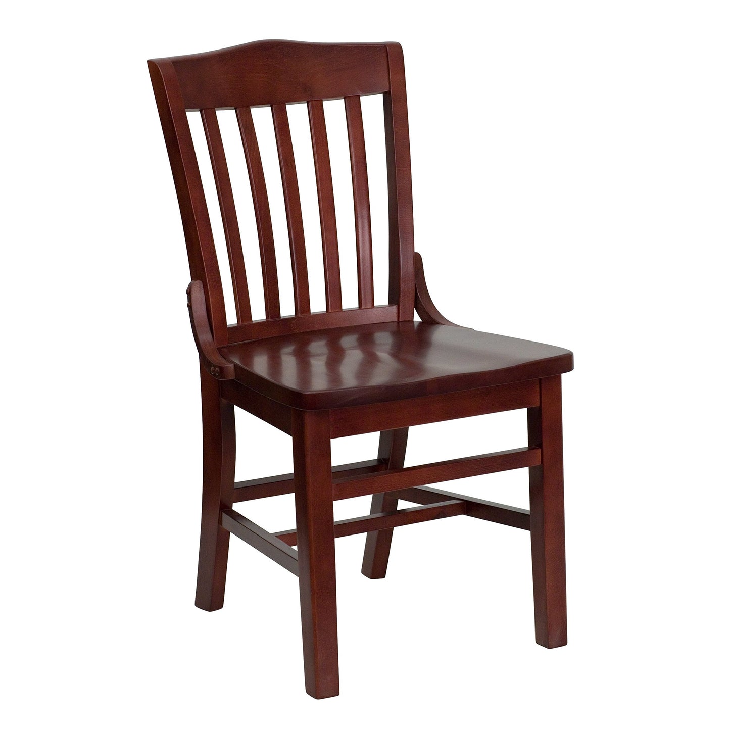 Flash Furniture Hercules Series School House Back Wood Restaurant Chair, Classic Armless Dining Chair for Restaurants/Kitchens, Mahogany Wood Finish - WoodArtSupply