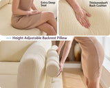 Jocisland Modular Sectional Sofa with 44" Extra Deep Seat,Oversized 6-Seater Modular Sofa for Plus-Size & Big Families, Sectional Couch for Living Room, Easy Assembly, Beige Corduroy Jocisland