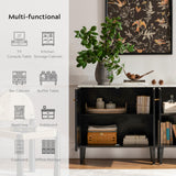 EYYTHUNG Black Storage Cabinet Set of 2, Modern Accent Cabinet with Faux Marble Top & Adjustable Shelves, Wooden Credenza, Console Table Entryway Cabinet EYYTHUNG