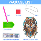 VAIIEYO Wolf Diamond Painting Hanging, Animal Diamond Painting Suncatchers Double Side Window Hanging Kit with Chain, 7.5x7.5 inch Crystal Pendant Art Craft for Gift Home Wall Front Door Decoration VAIIEYO