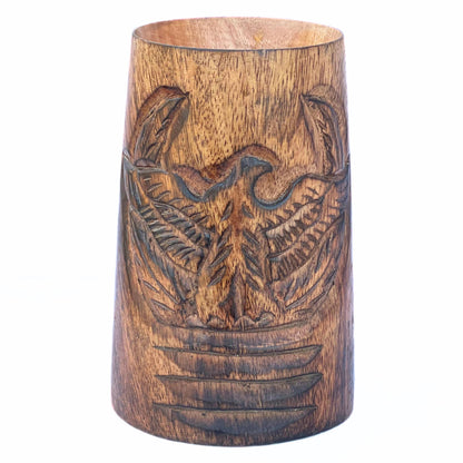 collectiblesBuy Authentic Retro Rustic Brown Hand Carved Eagle Design Embossed Large Wooden Beer Tankard Mug Food Safe for Home and Restaurants Parties Housewarming Toast Celebrational - WoodArtSupply