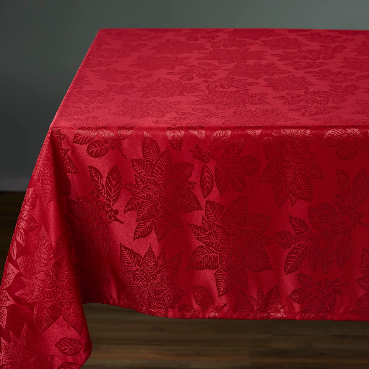 Kadut Christmas Tablecloth, Poinsettia Leaf Red Tablecloth (60 x 102 Inch) for 6 Foot Rectangle Tables, Heavy Duty Fabric, Table Cloth for Harvest, Xmas Holiday, Winter, and Parties Table Cover Kadut