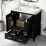 Merax 30" Bathroom Vanity with Single Sink, Combo Cabinet Undermount Sink, Bathroom Storage Cabinet with 2 Doors and a Drawer, Soft Closing, Multifunctional Storage, Solid Wood Frame, Black Merax