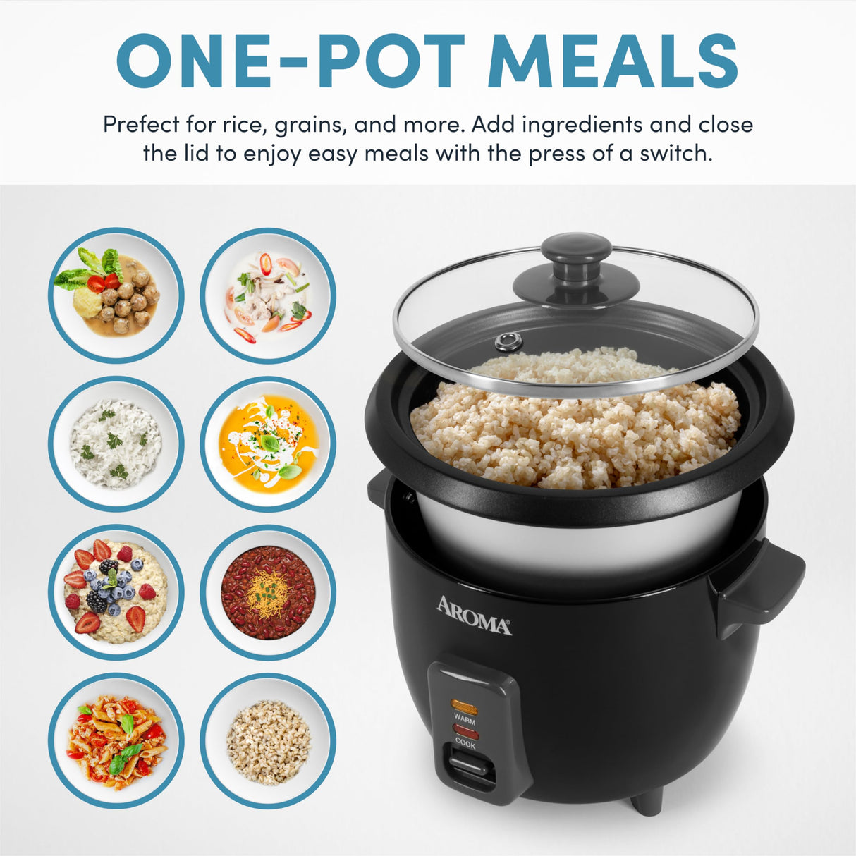 Aroma Housewares 1.5Qt. Rice & Grain Cooker (ARC-363NGB),Black,6-Cup Cooked / 3-Cup Uncooked AROMA