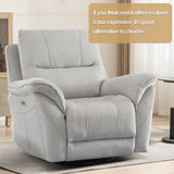 INZOY Glider Recliner Nursery Chair, Power Recliner Swivel Glider, Fabric Electric Swivel Recliner Rocker with Overstuffed Backrest, Power Recliner Chair Reclining Sofa for Living Room, Light Grey INZOY