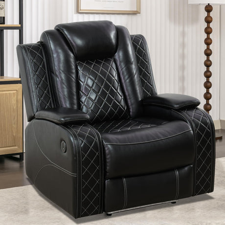 Power Recliner Sofa Sectional Couches with LED Light for Living Room,Leather Reclining Corner Sectional Sofa Set with 3 Recliner Seats,Cup Holder,Storage Console for House/Home Theater, Black Caberryne