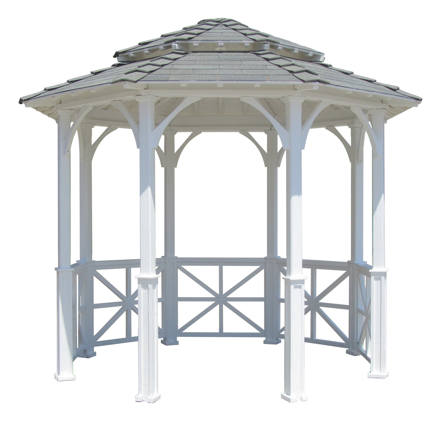 SamsGazebos 10' Octagon English Cottage Garden Gazebo with Two-Tiered Roof, Adjustable for an Uneven Patio, Made in USA - WoodArtSupply