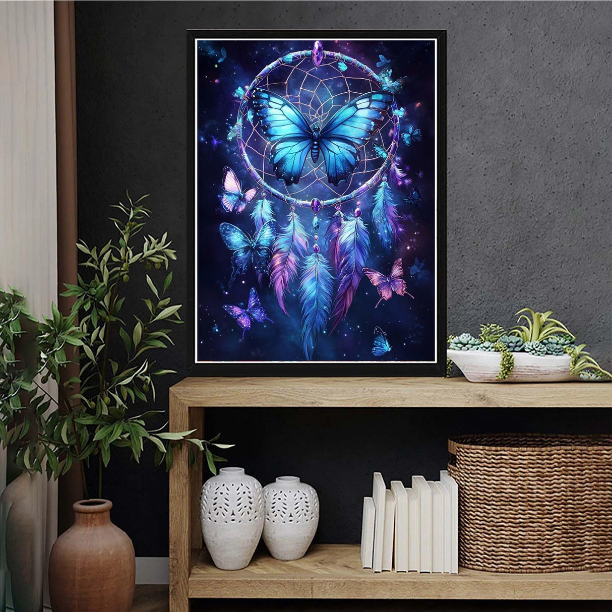 VAIIEYO 5D DIY Diamond Art Kits for Adults Dream Catcher, Diamond Painting Butterfly, Paint by Numbers Full Drill Round Rhinestone Craft Canvas for Home Wall Decor Gift 12x16 inch-20 VAIIEYO