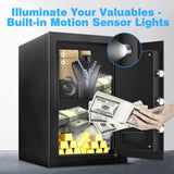 Fdsutvit Safe Box 2.2 Cu Ft, Steel Security with Digital Electronic Keypad, Safety Lock Box, Sensor Light, Removable Shelf, Home Safe for Valuables Documents Money Jewelry Guns Fdsutvit