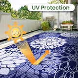 LuxStep Outdoor Rug Waterproof Outdoor Plastic Straw Rug Reversible Patio Rug Mat Outdoor Decor Large Area Mats for RV, Picnic, Backyard, Deck, Balcony, Porch, Beach, Camping, 5' x 8' Blue LuxStep