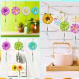 JeCuiK 6 Pcs Daisy Diamonds Painting Wind Chimes Suncatcher Double Sided Flower Rhinestone Painting Wind Chime 5D DIY Crystal Diamond Painting Kits Paint by Number Hanging Ornaments Mom Gifts JeCuiK