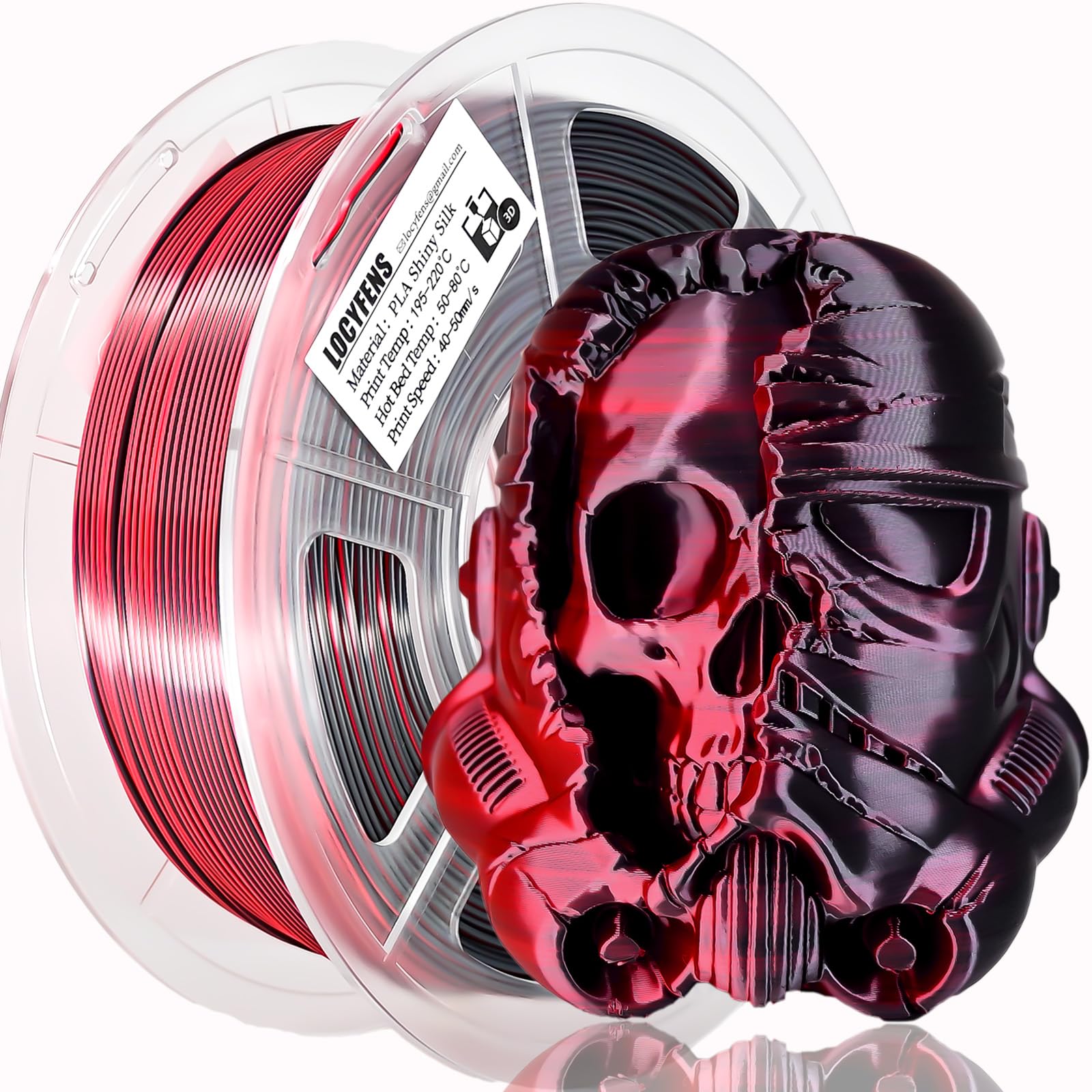 LOCYFENS PLA Filament 1.75mm, Silk PLA 3D Printer Filament, Dual Color Filament Black Red 2 in 1 Coextrusion 1.75 PLA Filament +/-0.02mm, 1kg/2.2lb - WoodArtSupply