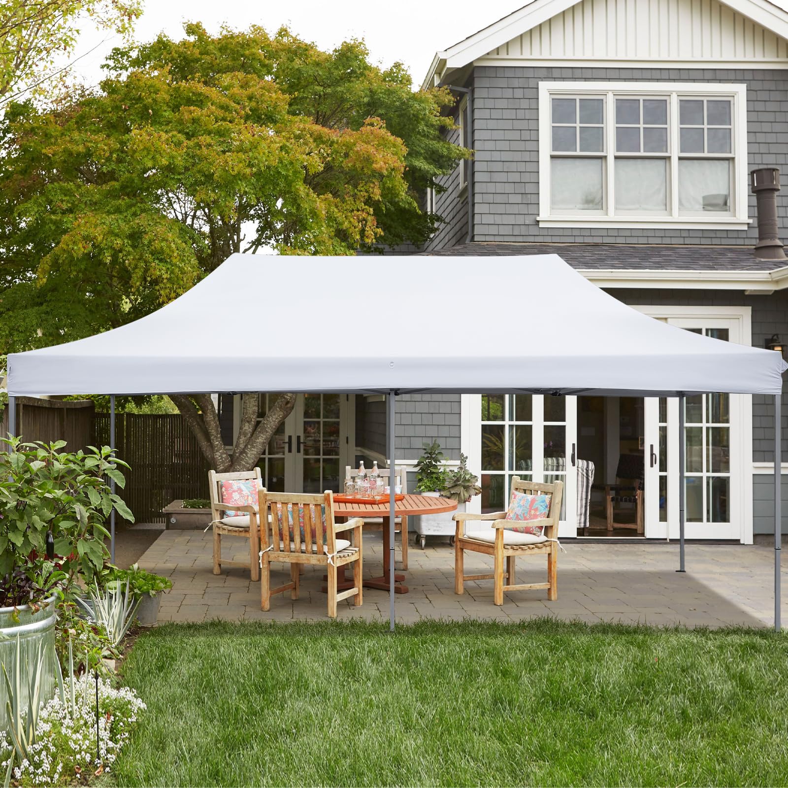 10x20 Ft Pop Up Canopy Tent Wedding Party Patio Gazebo Shelter White - WoodArtSupply