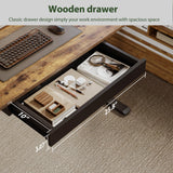 Agilestic Adjustable Height Electric Standing Desk with Storage Wooden Drawer, 55 x 24 Inches Stand Up Home Office Computer Gaming Table for Work Office Home, Rustic Brown Agilestic
