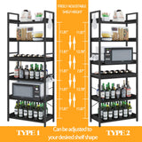 HCHQHS 6 Tier Bookshelf, Adjustable Industrial Bookcase, Vertical Tall Book Shelf, Wood and Black Metal Open Bookshelves for Home Office, Living Room, Bedroom, 70 Inch HCHQHS