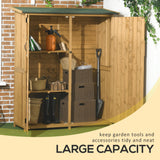 Outsunny Outdoor Storage Cabinet Wooden Garden Shed Utility Tool Organizer with Waterproof Asphalt Rood, Lockable Doors, 3 Tier Shelves for Lawn, Backyard, Natural Outsunny