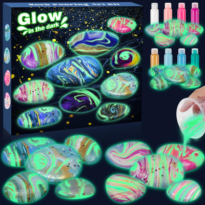 CoFoWo Glow in The Dark kit,Rock Pouring Art Kit, Arts and Crafts for Kids，Christmas Birthday Gift for Girls & Boys
